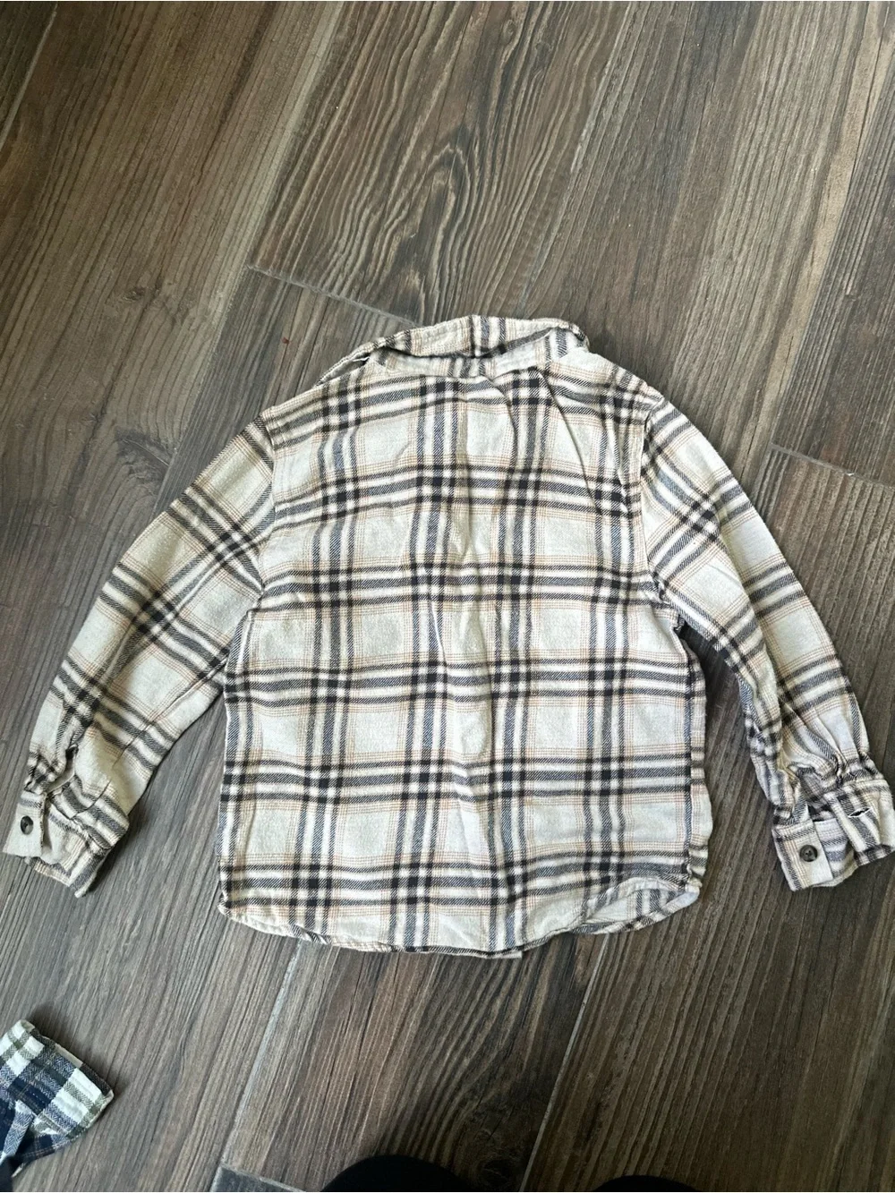 Bundle of boys long sleeve Kids Plaid Button-Up Shirt - Blue & Cream Brown